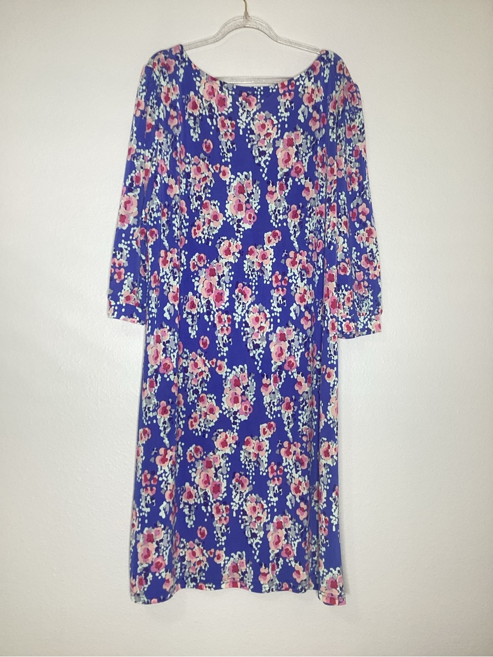Mary Square NEW Blue Floral Shift Dress 3/4 Sleeves NWT XXL - Picture 2 of 8